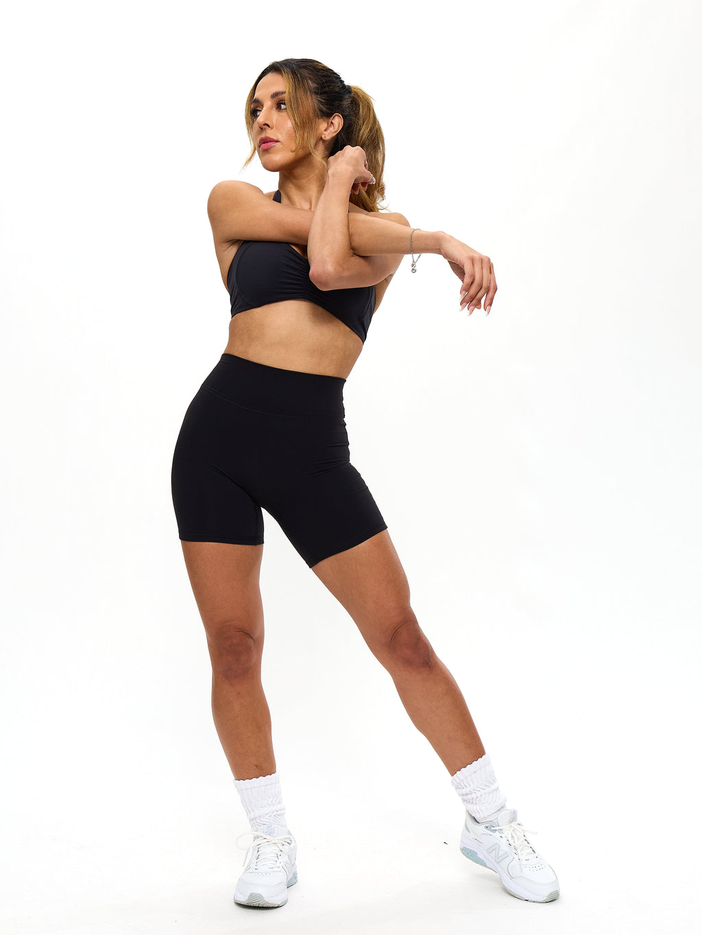 Poshknit Scrunch Halter Sports Bra - Onyx Black