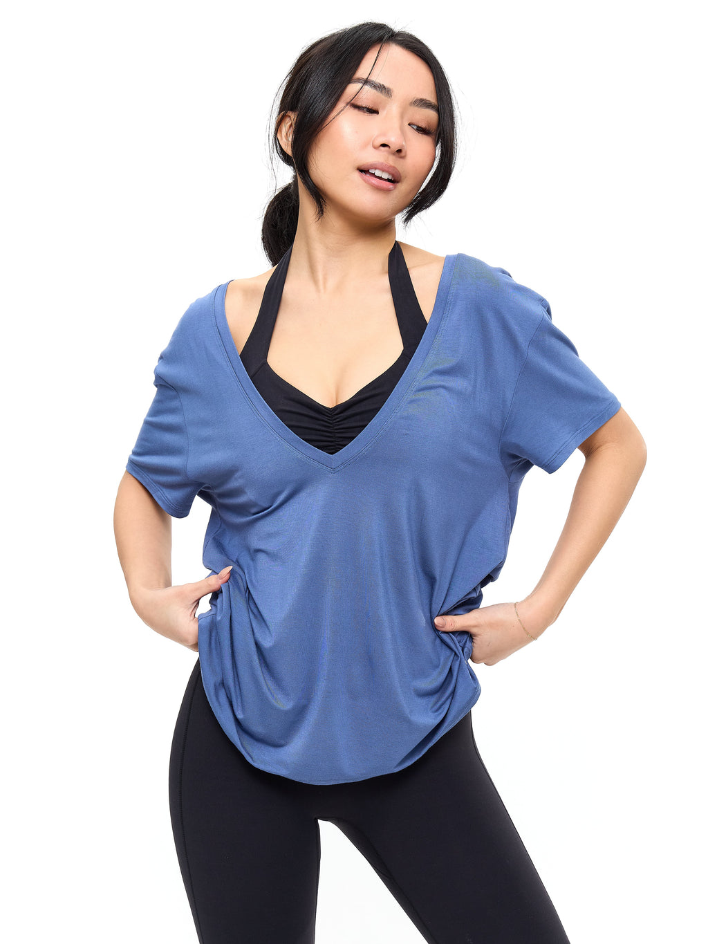 V Neck Pump Cover - Denim Blue