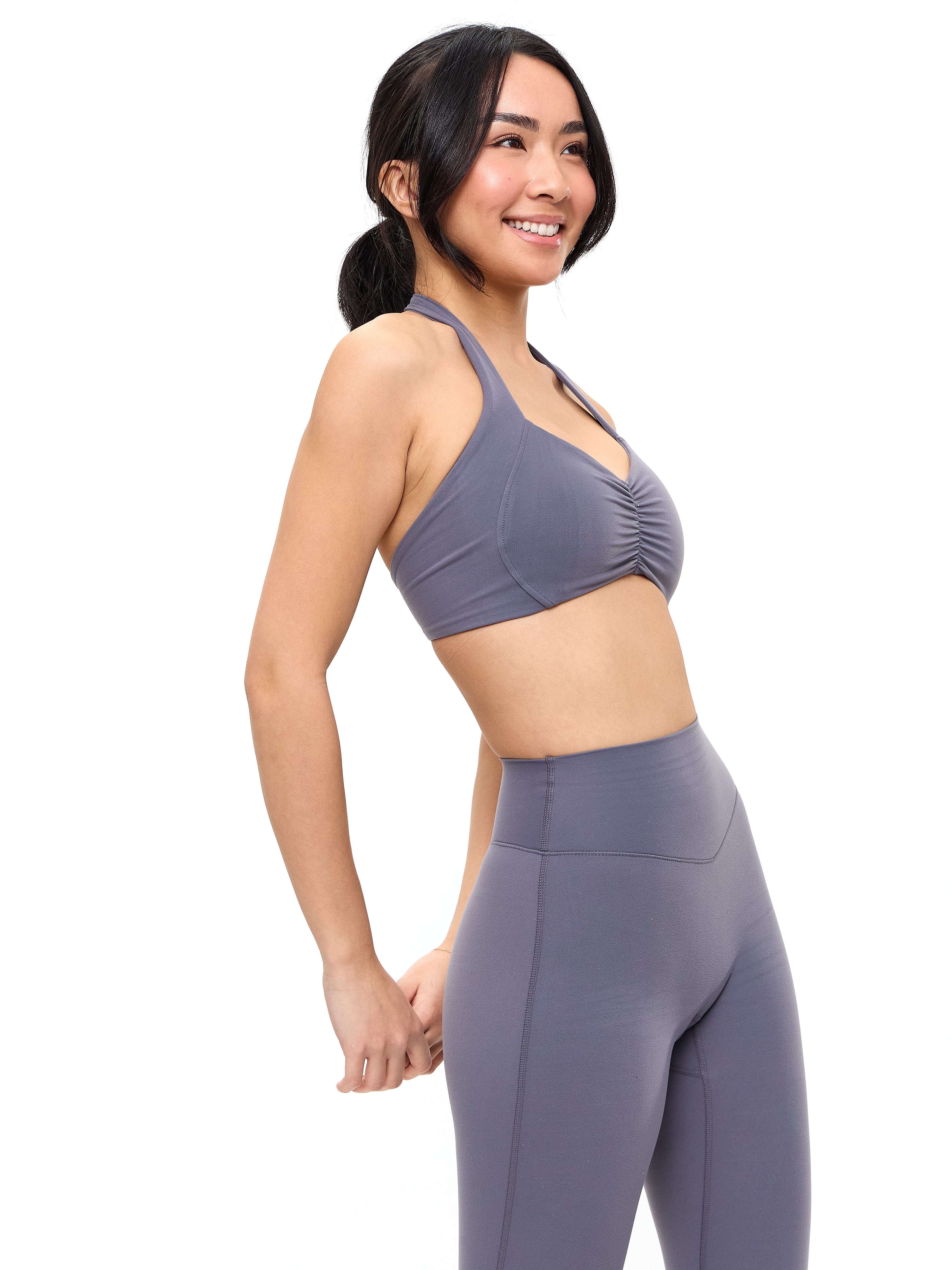 Poshknit Scrunch Halter Sports Bra - Anchor