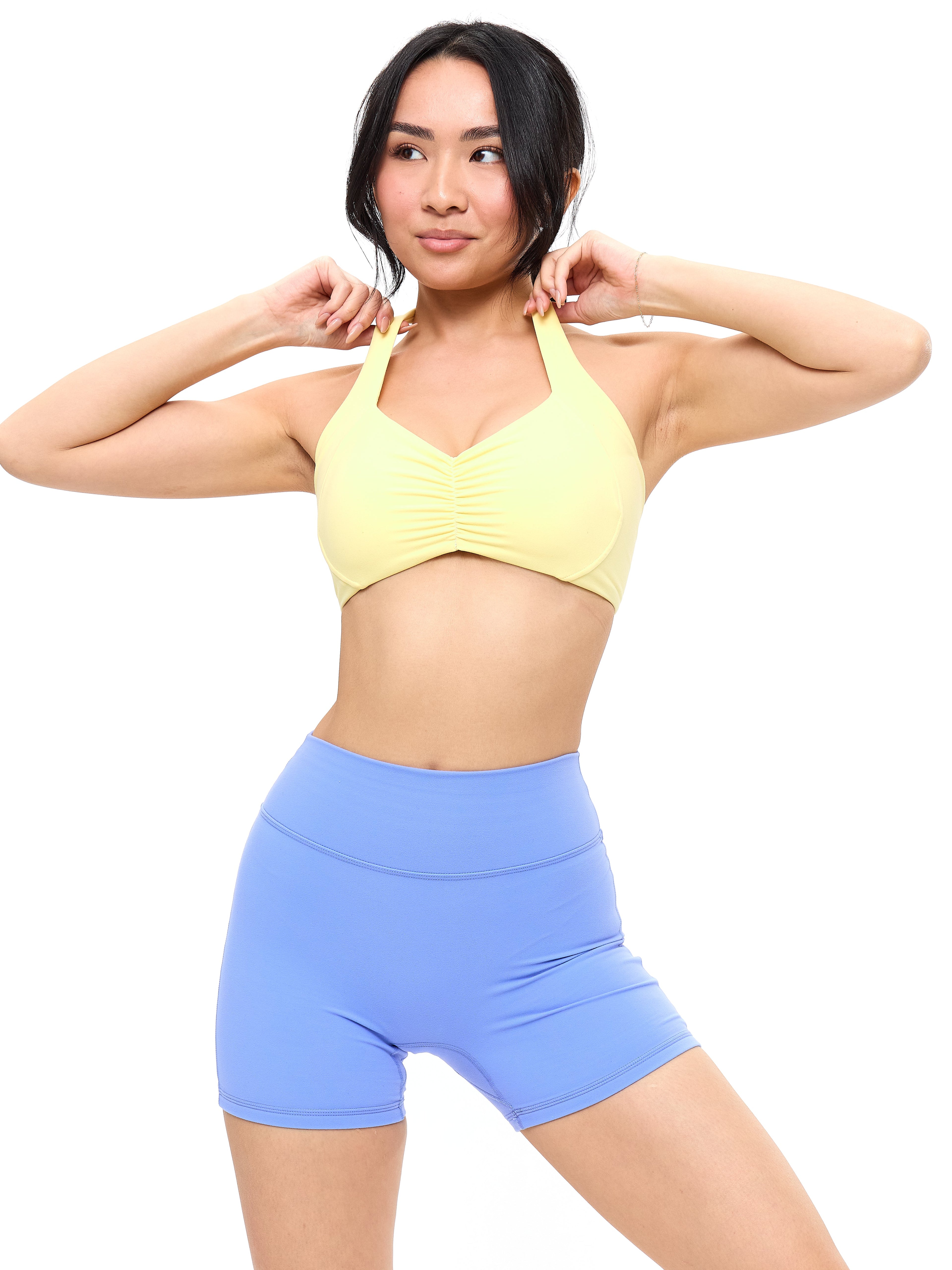 Poshknit Scrunch Halter Sports Bra - Sunbeam