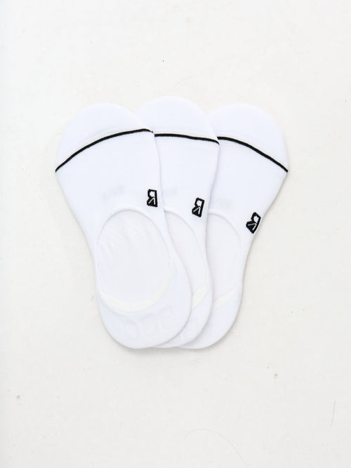 3 Pack No Show Socks - White