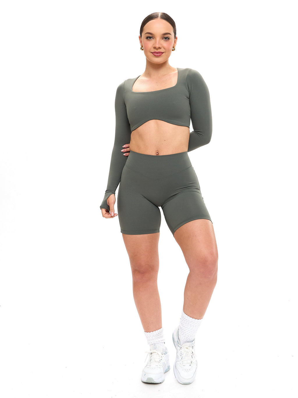 Long Sleeve Curve Crop - Shadow Sage