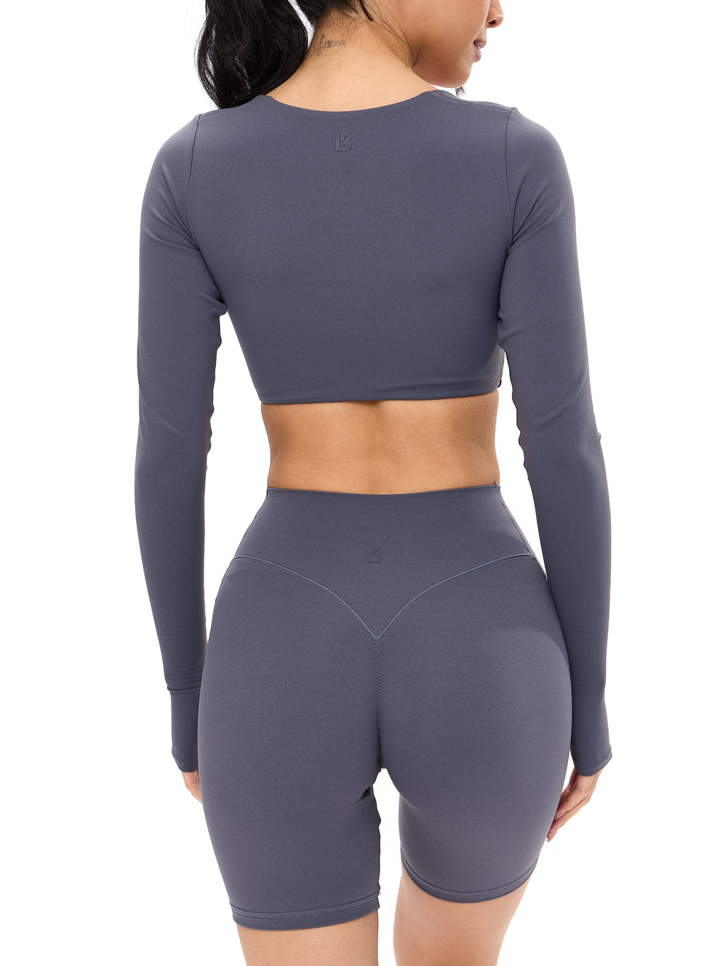 Long Sleeve Curve Crop - Blue Steel