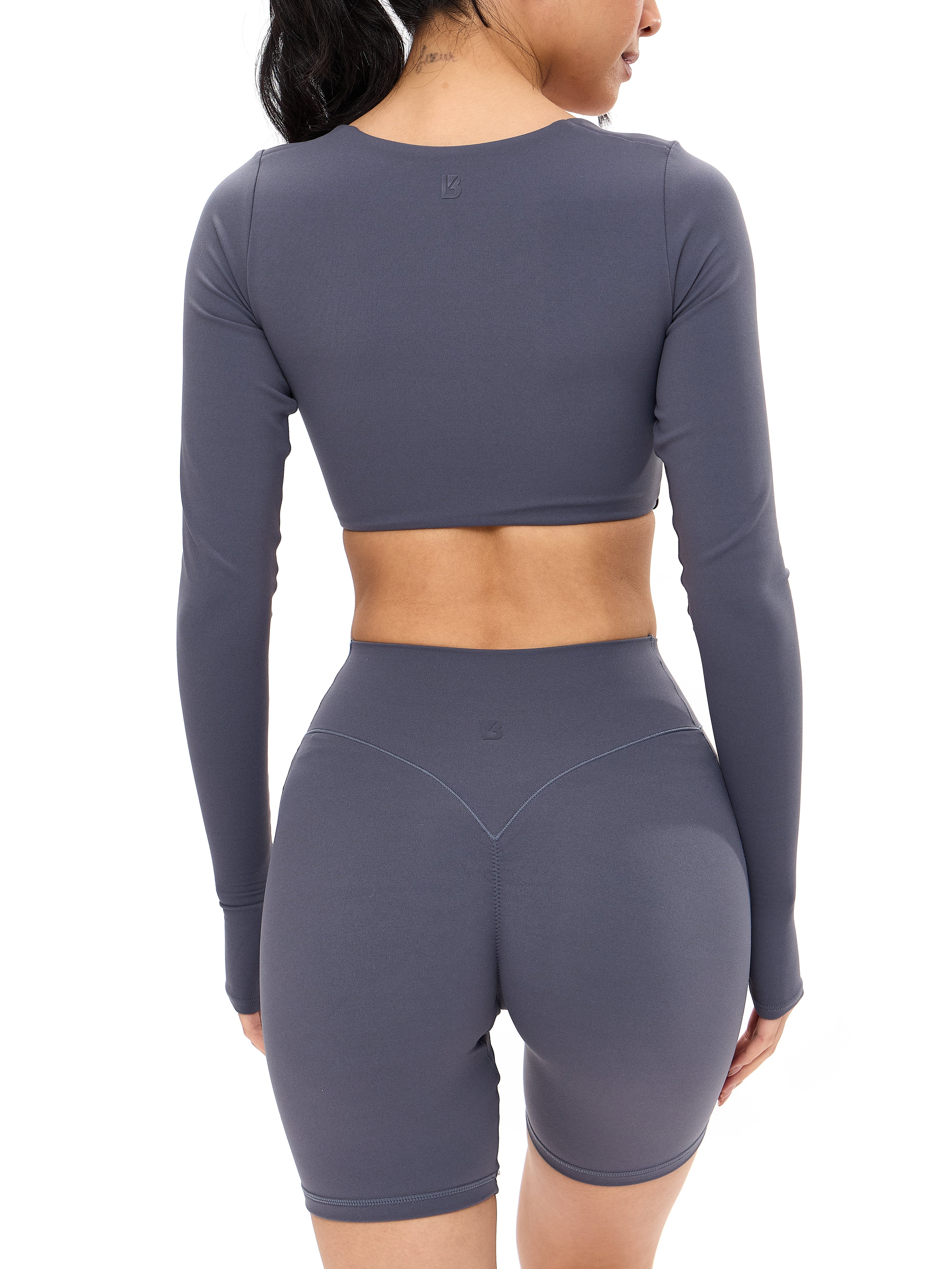 Long Sleeve Curve Crop - Blue Steel