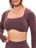 Long Sleeve Curve Crop - Smoked Cherry