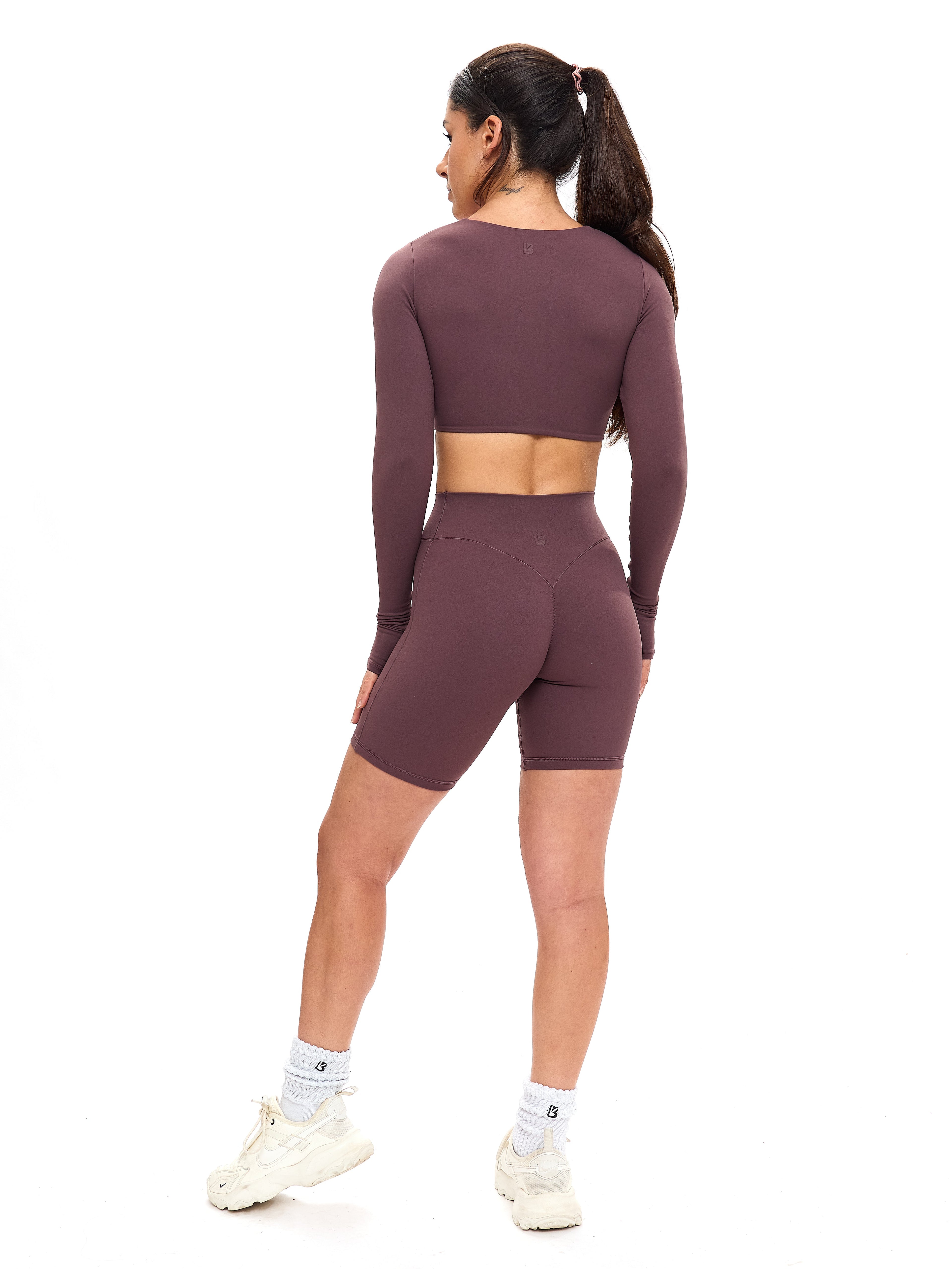 Long Sleeve Curve Crop - Smoked Cherry