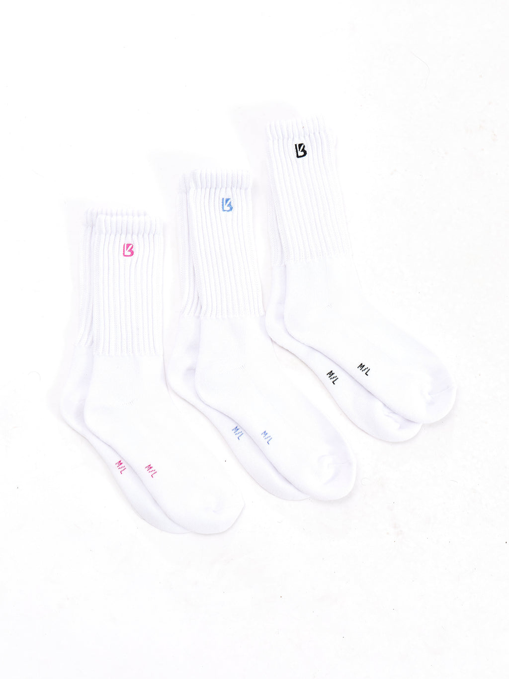 3 Pack Scrunch Socks - Multi White