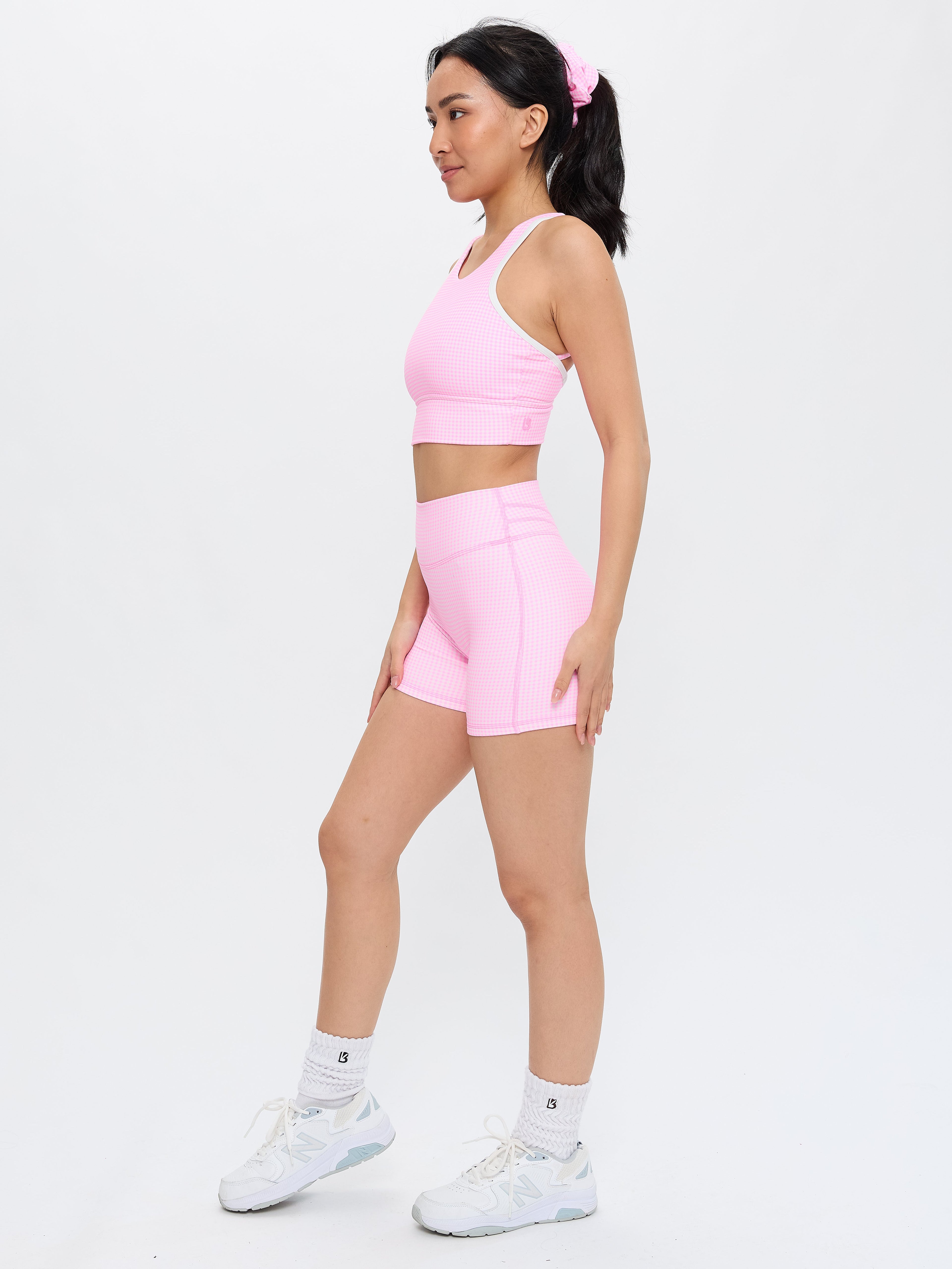 Geo Sports Bra - Pink Gingham