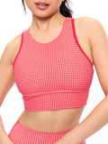 Geo Sports Bra - Red Gingham