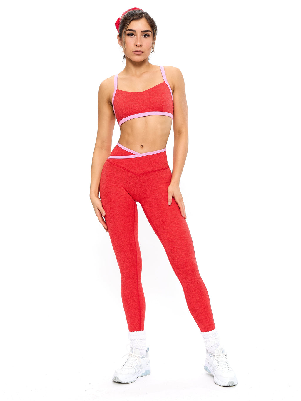 Dream Heather Contrast Legging - Salsa Red