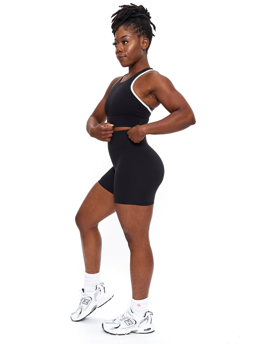 Geo Sports Bra - Onyx Black and White