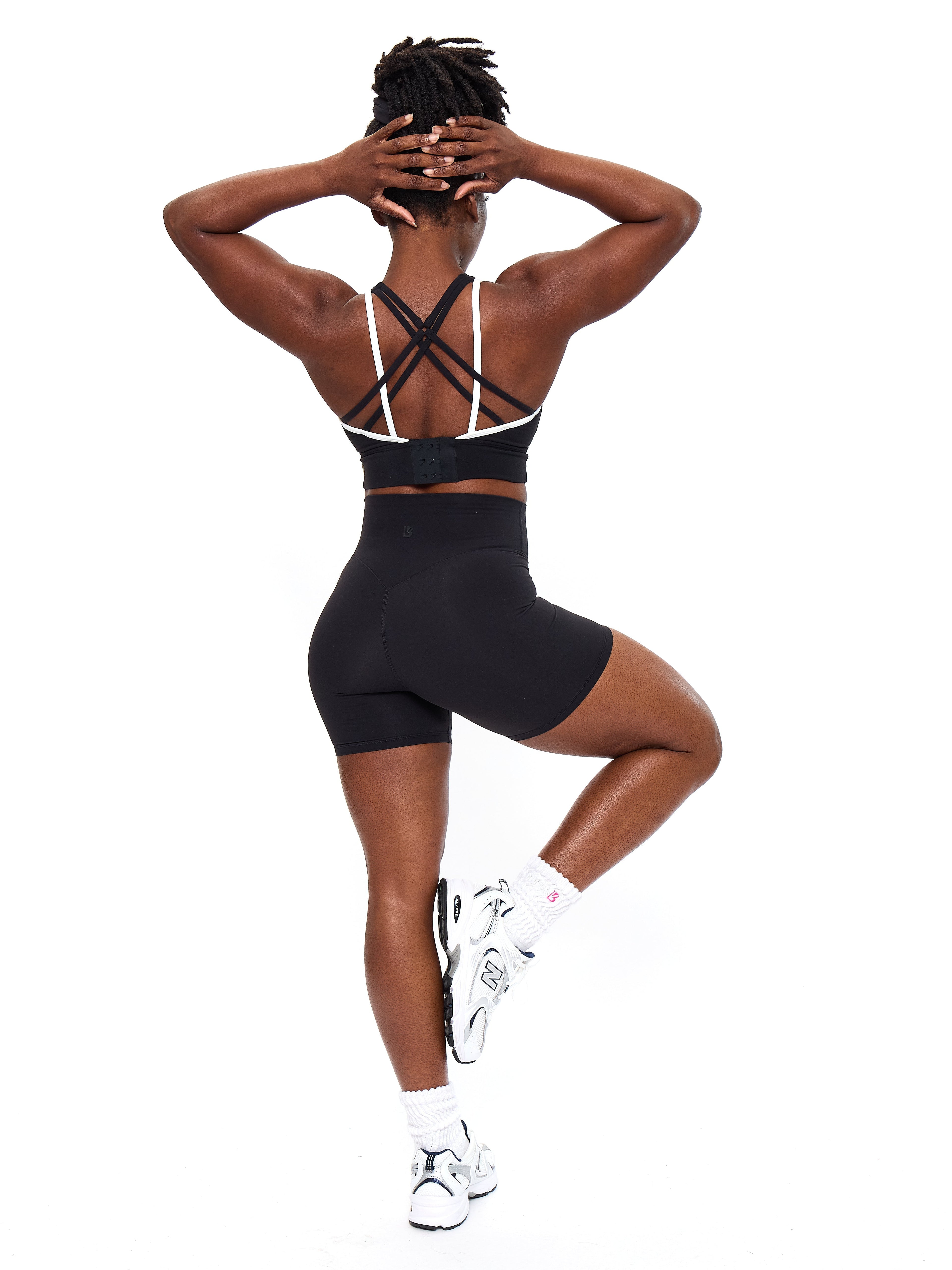 Geo Sports Bra - Onyx Black and White