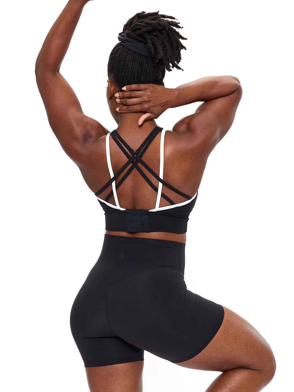 Geo Sports Bra - Onyx Black and White