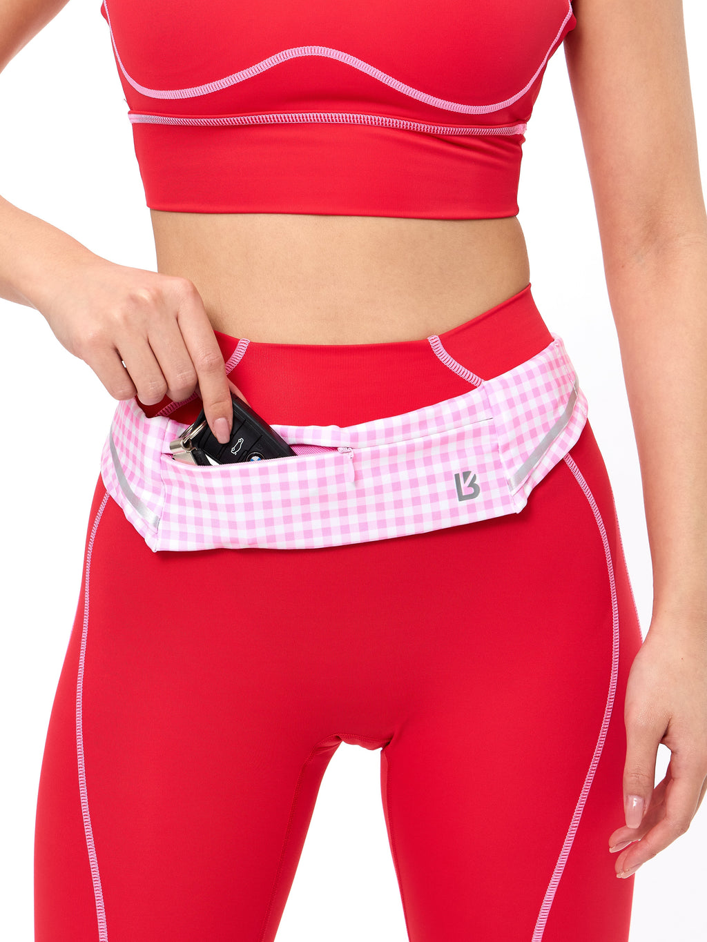 Story Running Belt - Pink Gingham