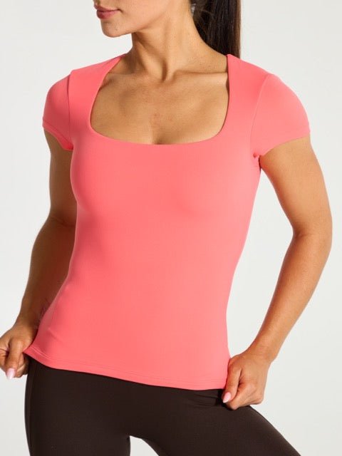 Butter Short Sleeve Hip Top - Tequila Sunrise