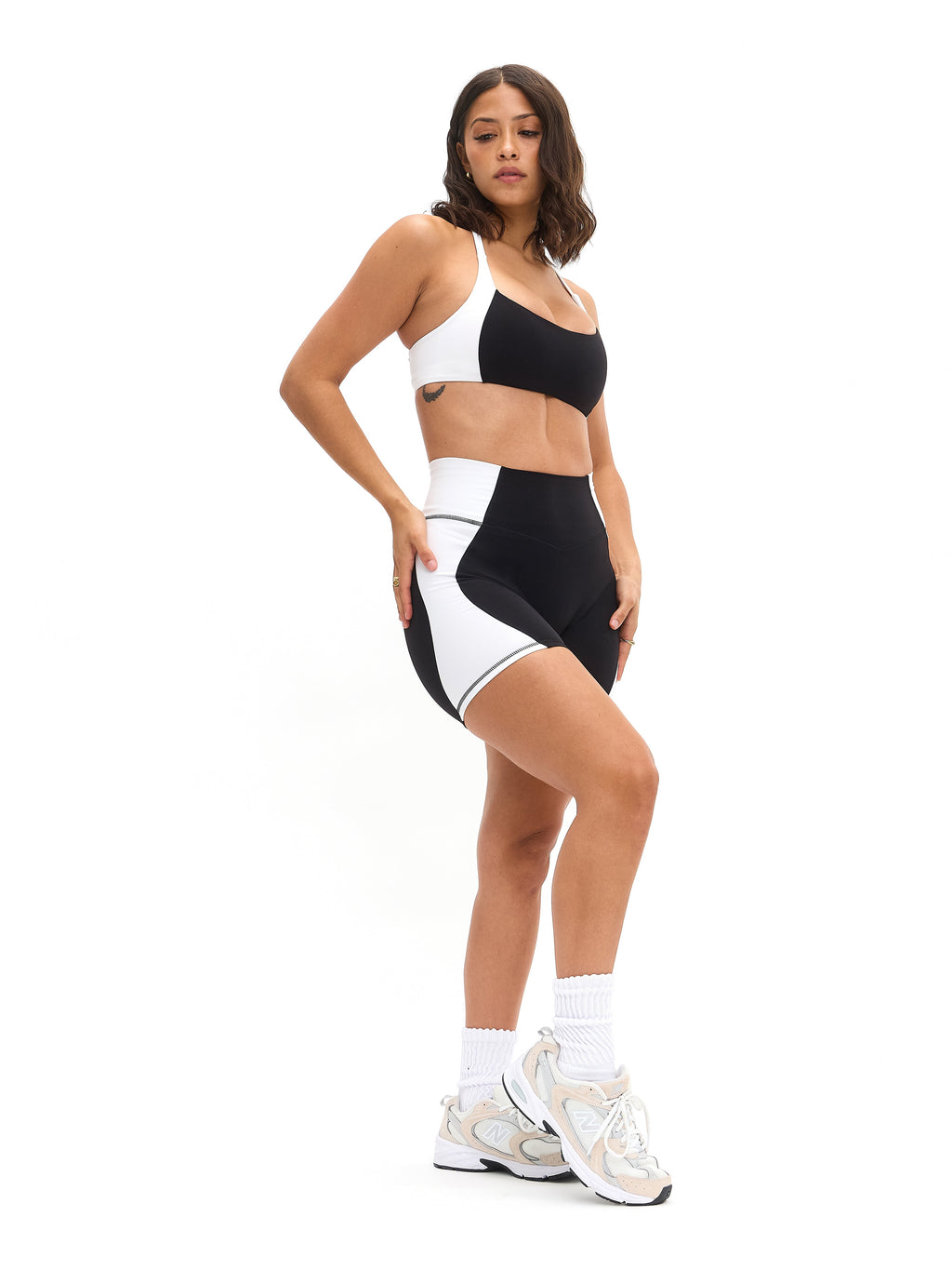 Aurora Sports Bra - Onyx Black and White