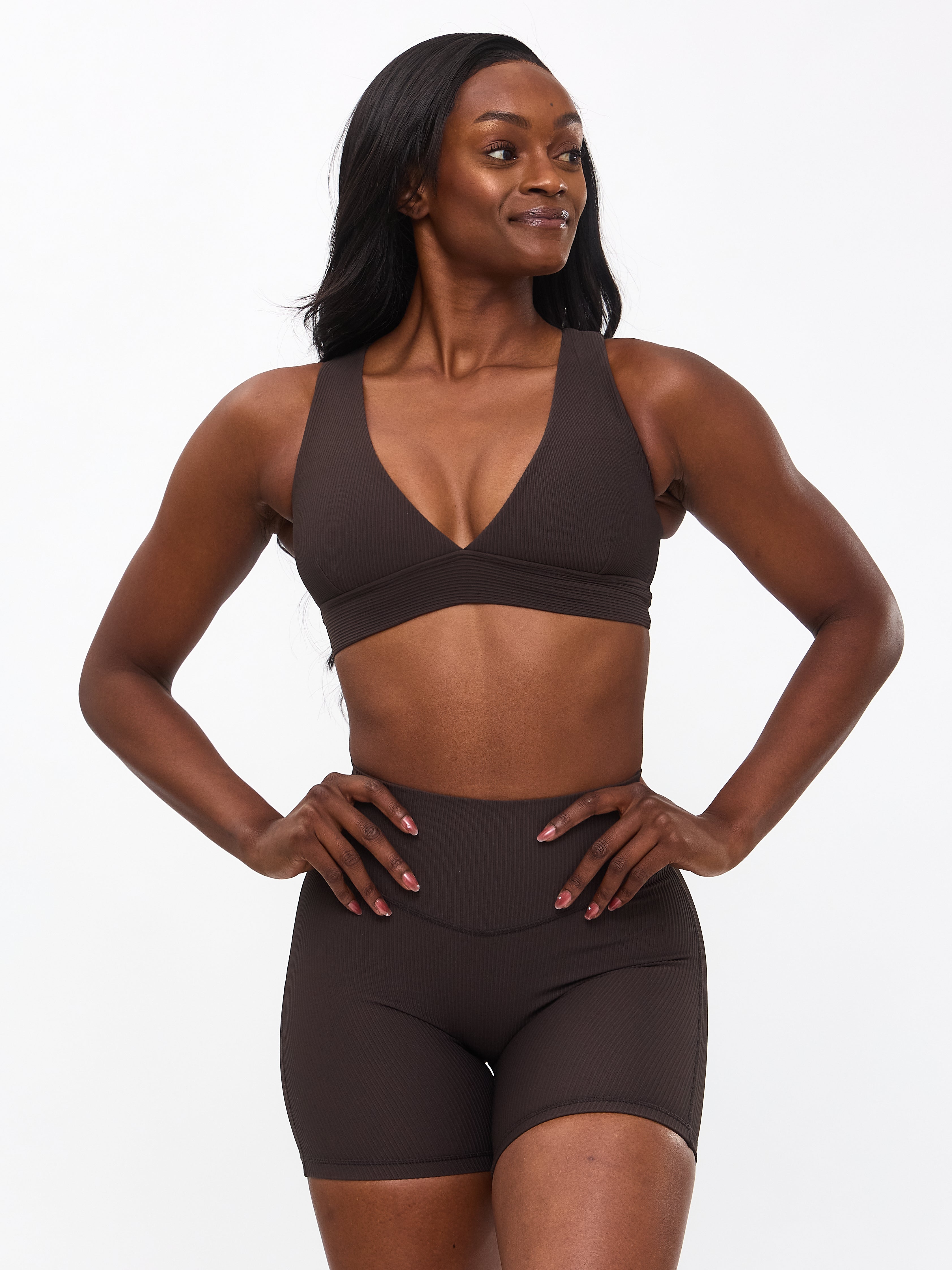 Material Girl Ribbed Short 6" - Cold Brew