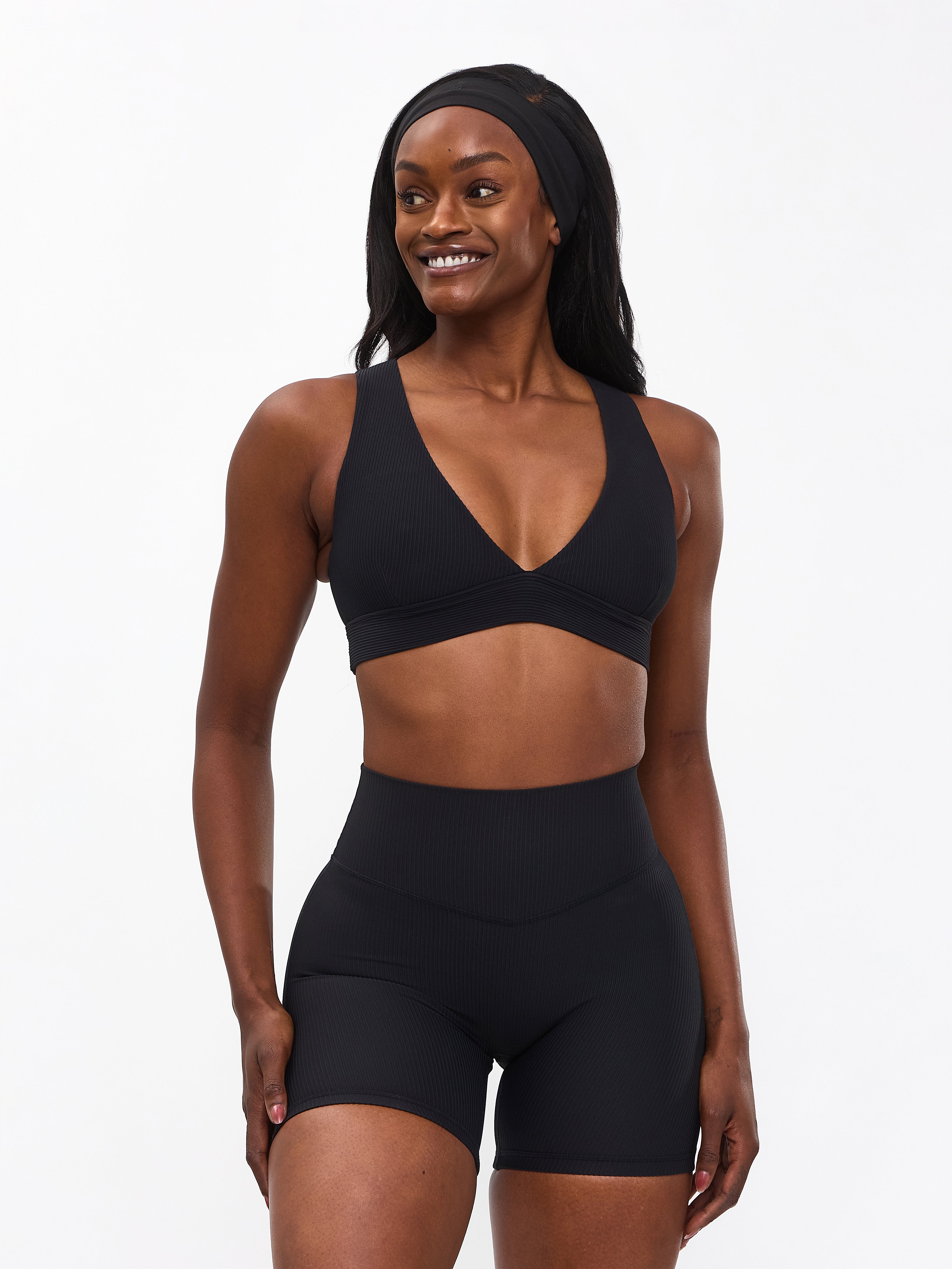 Material Girl Ribbed Short 6" - Onyx Black