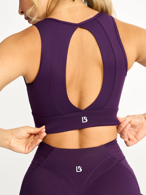 Airbrush Maraschino Sports Bra - Eggplant Purple