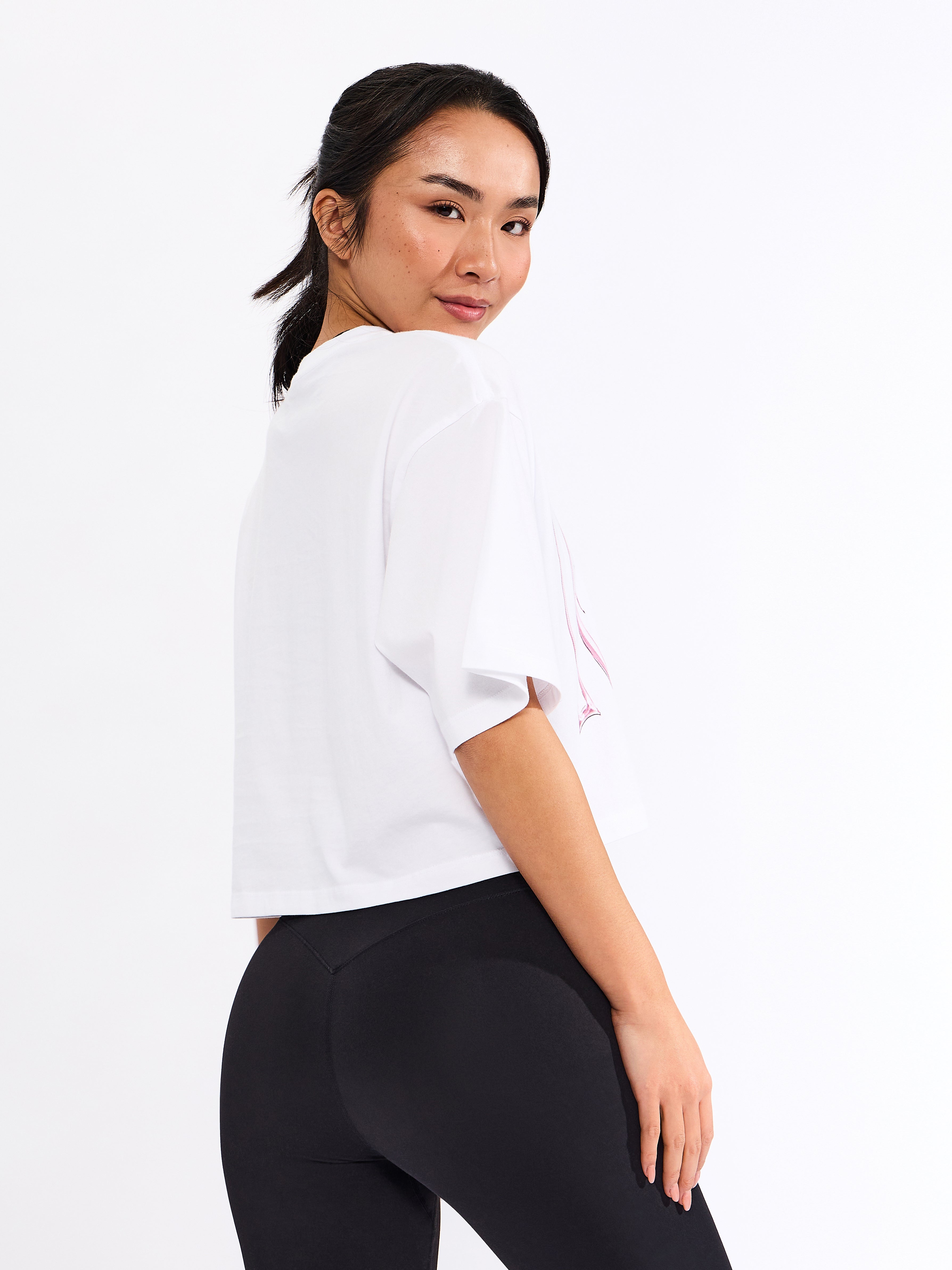 Throw Back Crop Tee - White