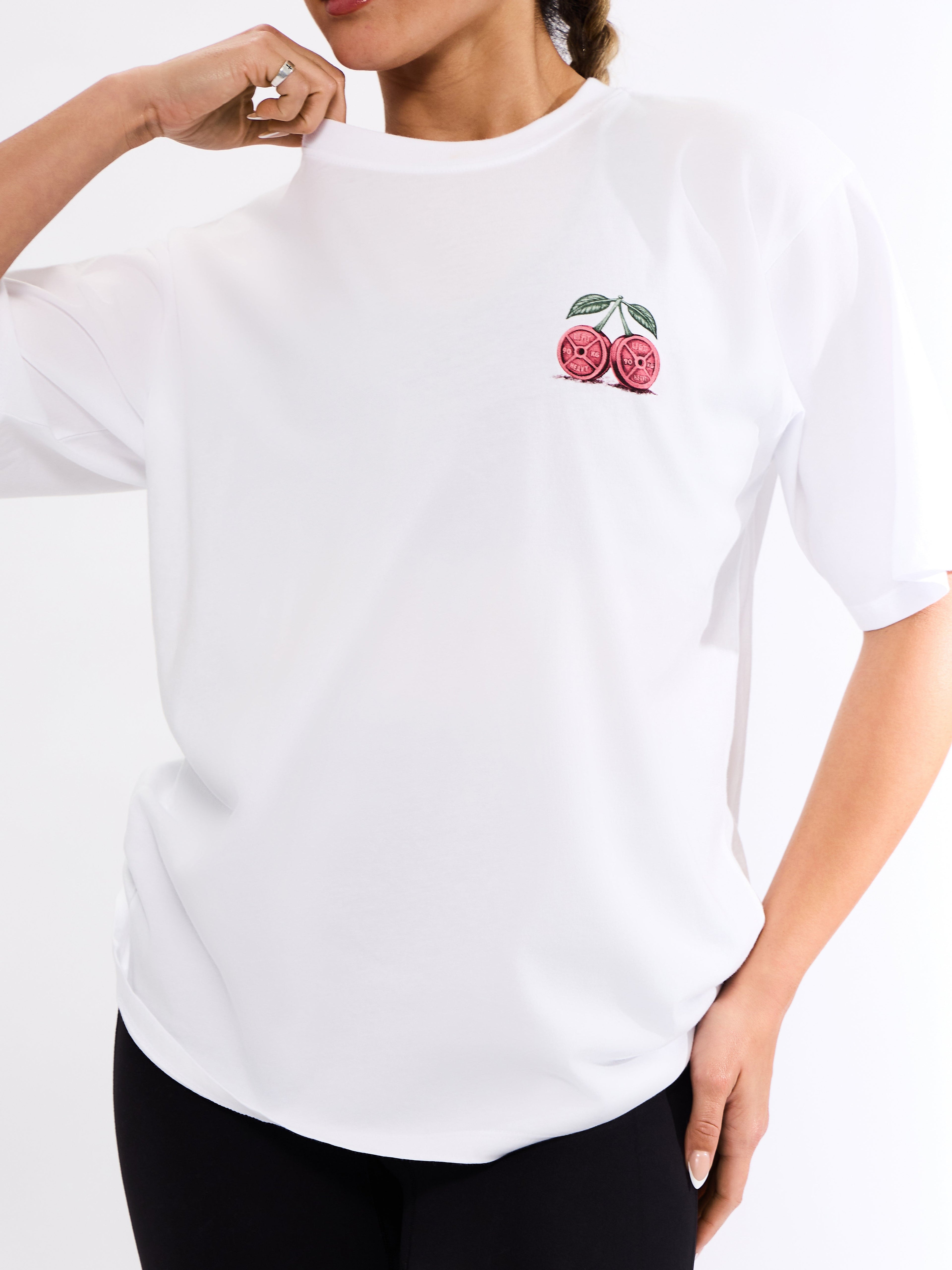 Cherry Weight Short Sleeve Tee - White