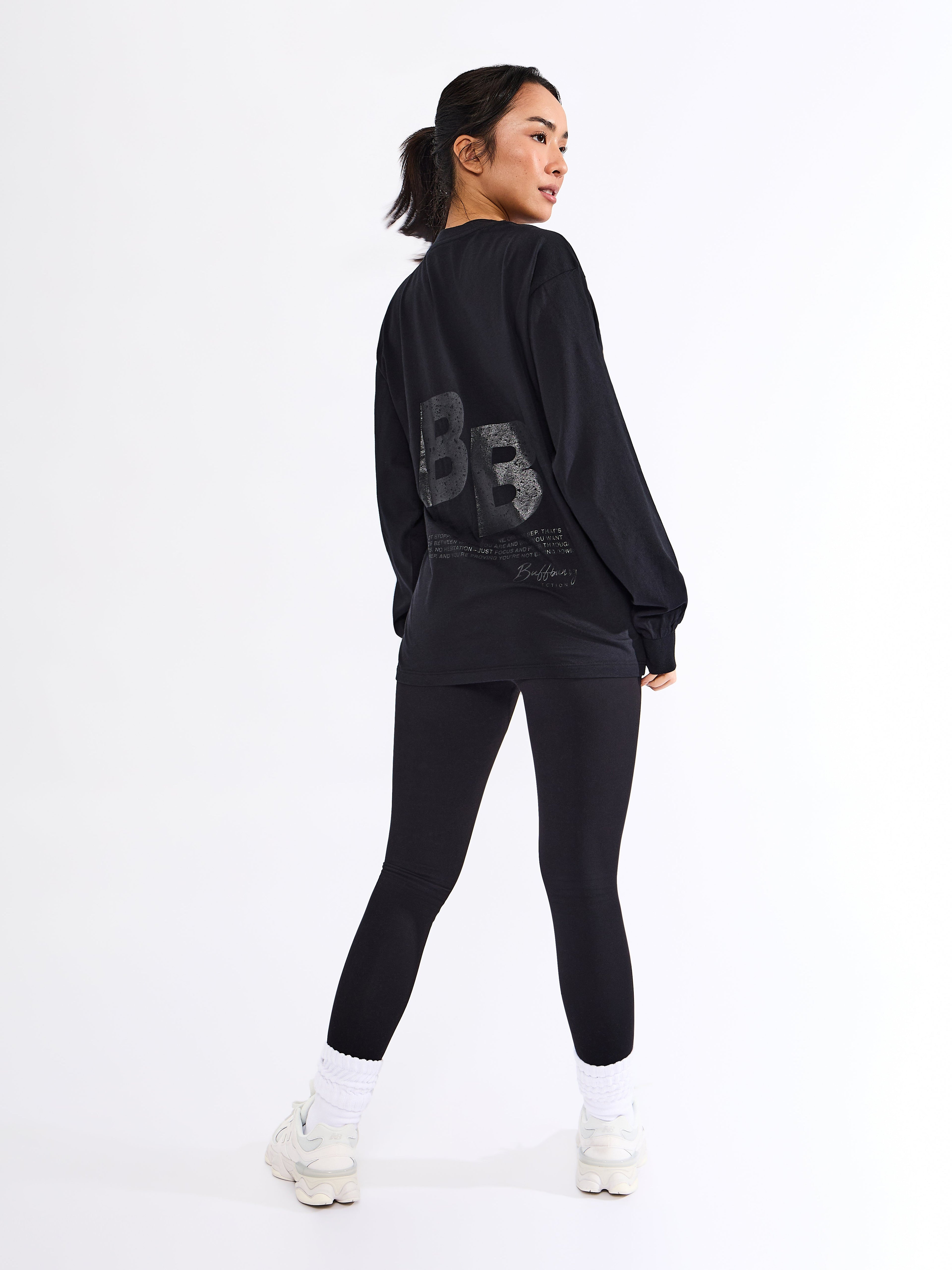 Selfie Long Sleeve Graphic Tee - Black