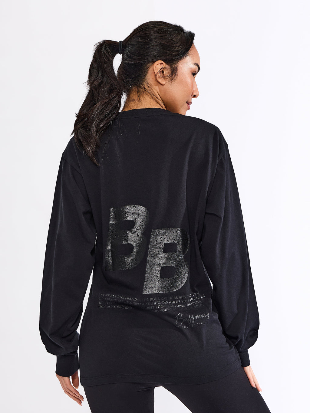 Selfie Long Sleeve Graphic Tee - Black