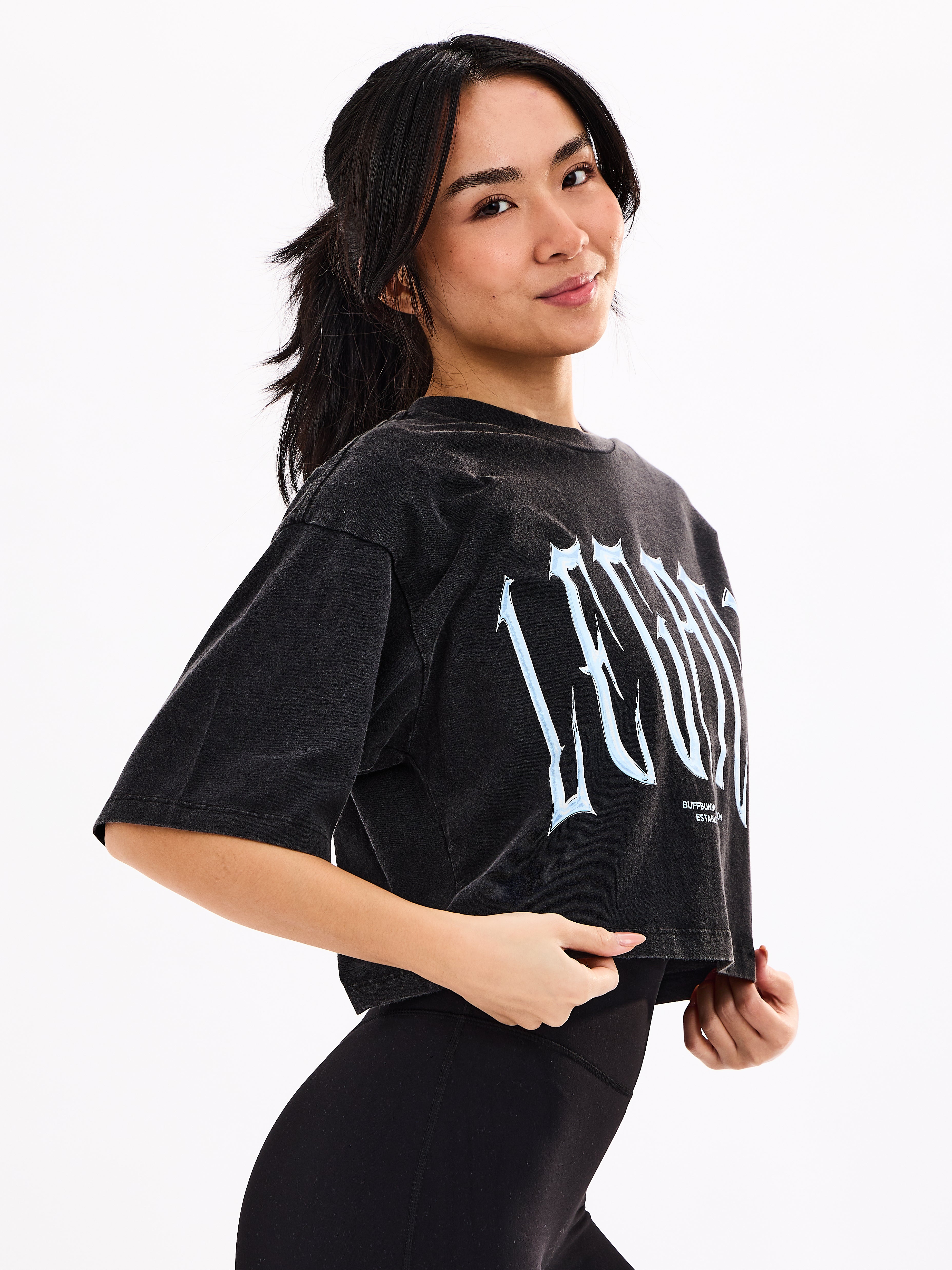 Throw Back Crop Tee - Vintage Black