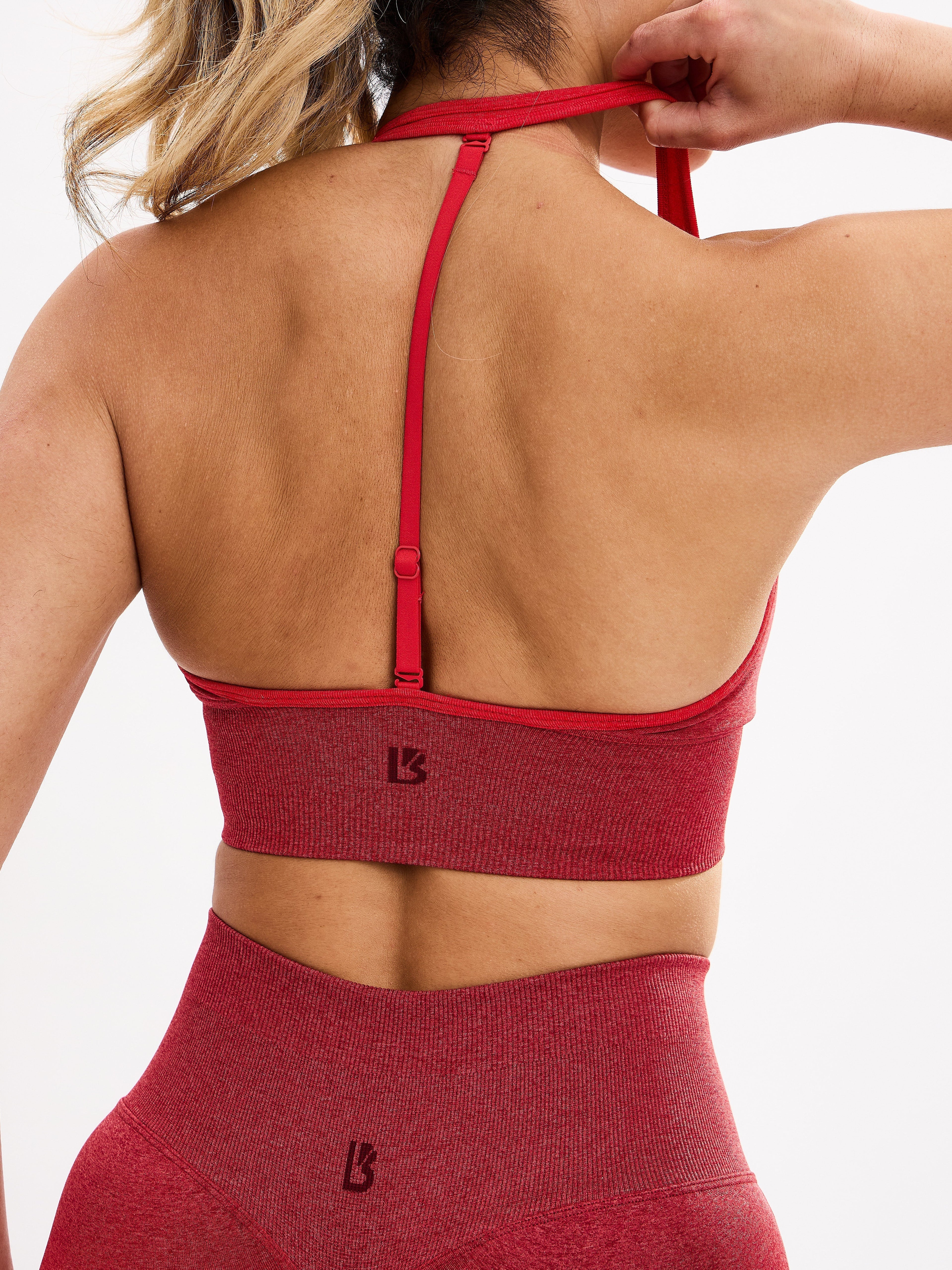 Halter Seamless Sports Bra - Red Ombre