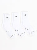 3 Pack Half Crew Socks - White