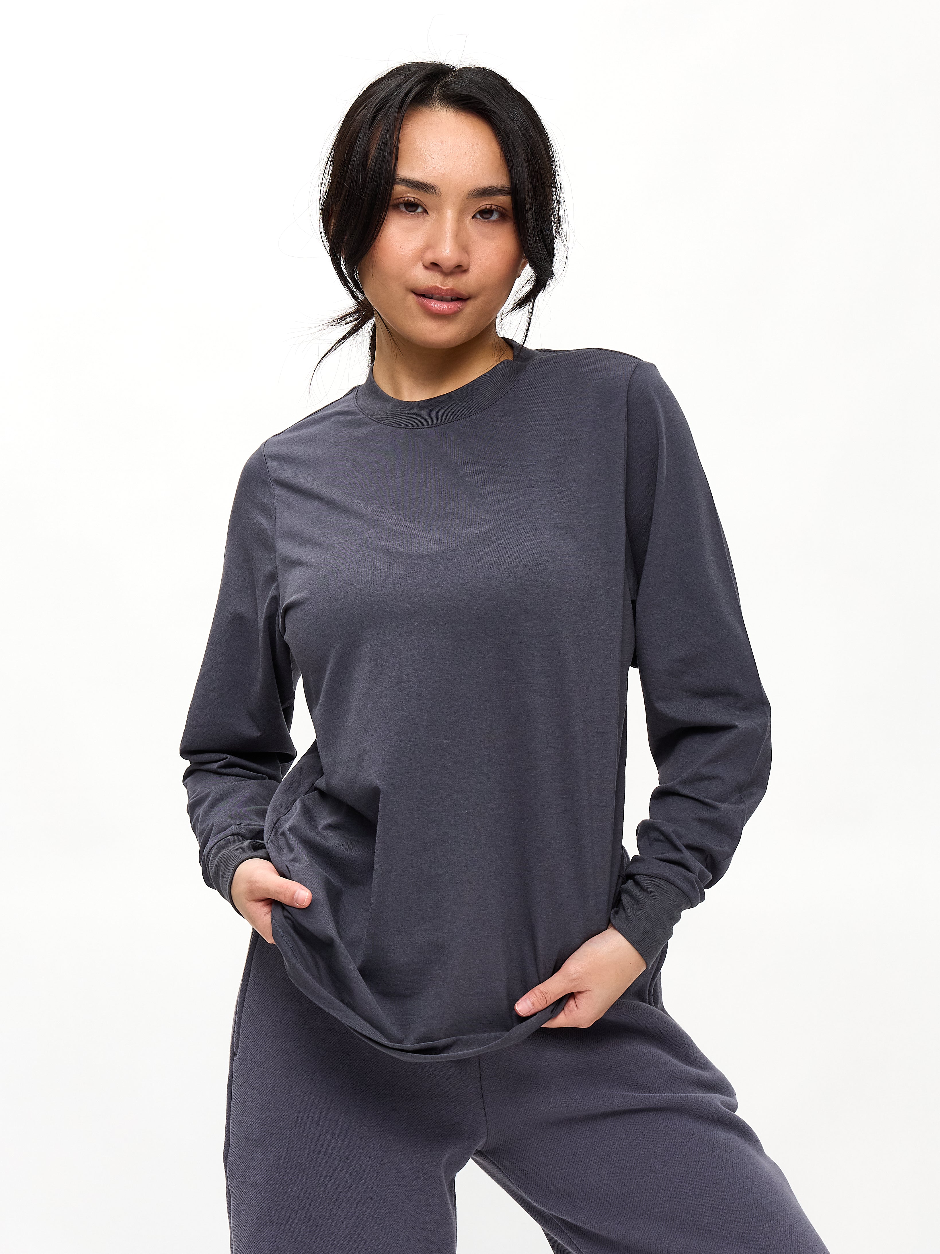Drape Long Sleeve Tee - Blue Steel