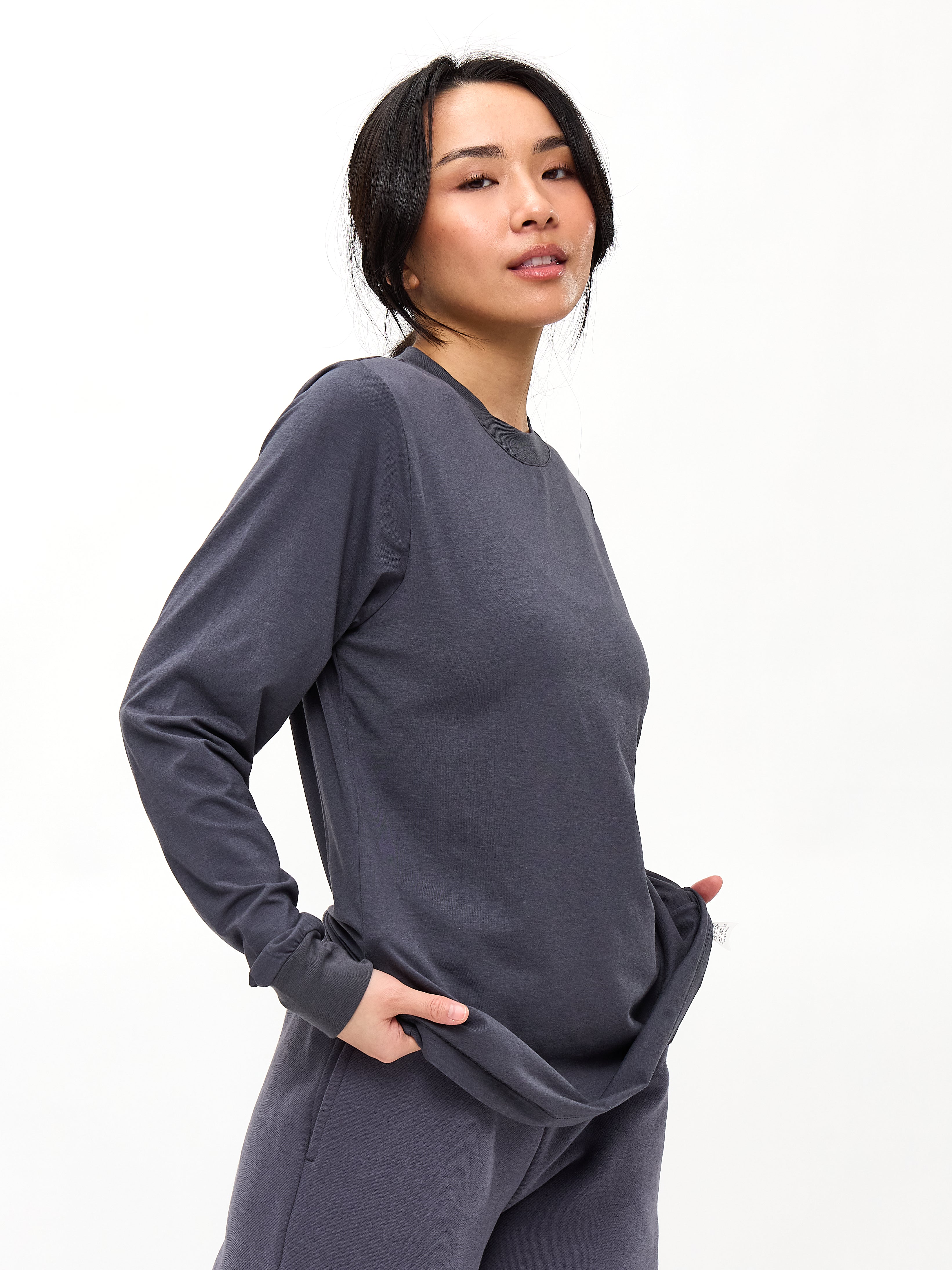 Drape Long Sleeve Tee - Blue Steel