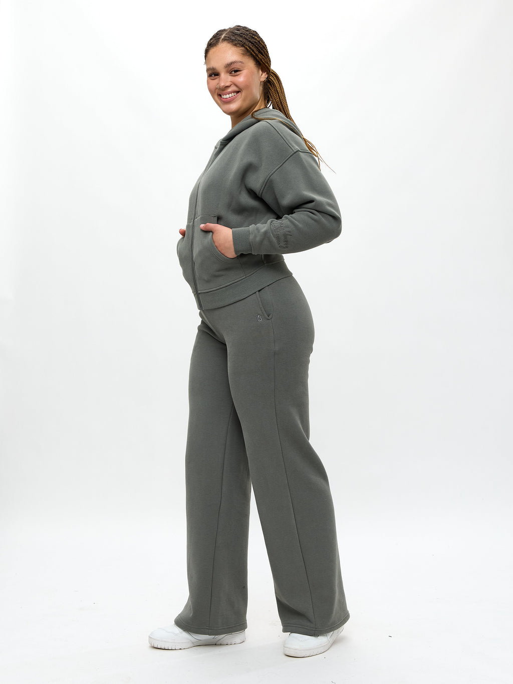 Plush Fleece Zip Hoodie - Frosted Sage