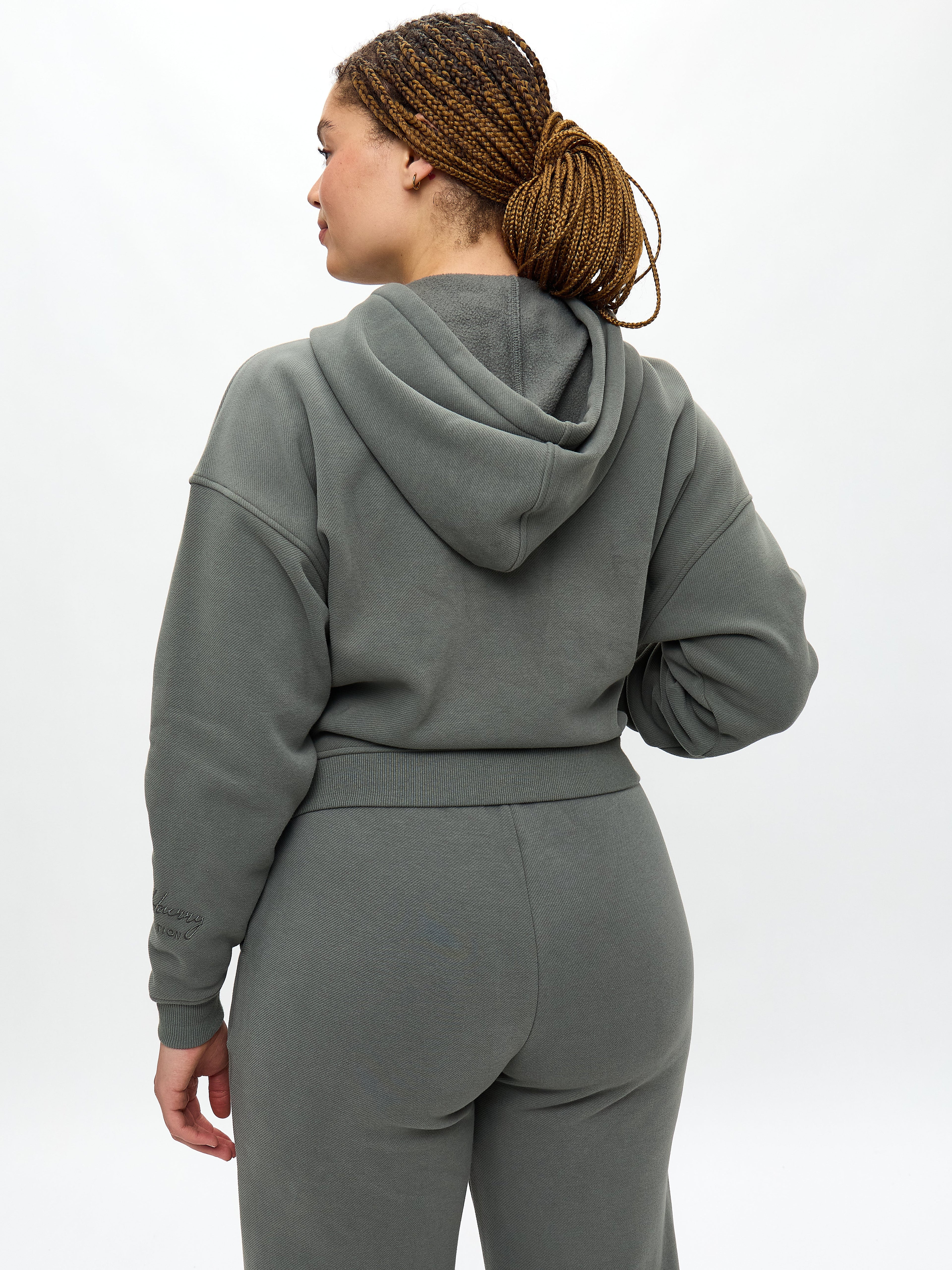 Plush Fleece Zip Hoodie - Frosted Sage