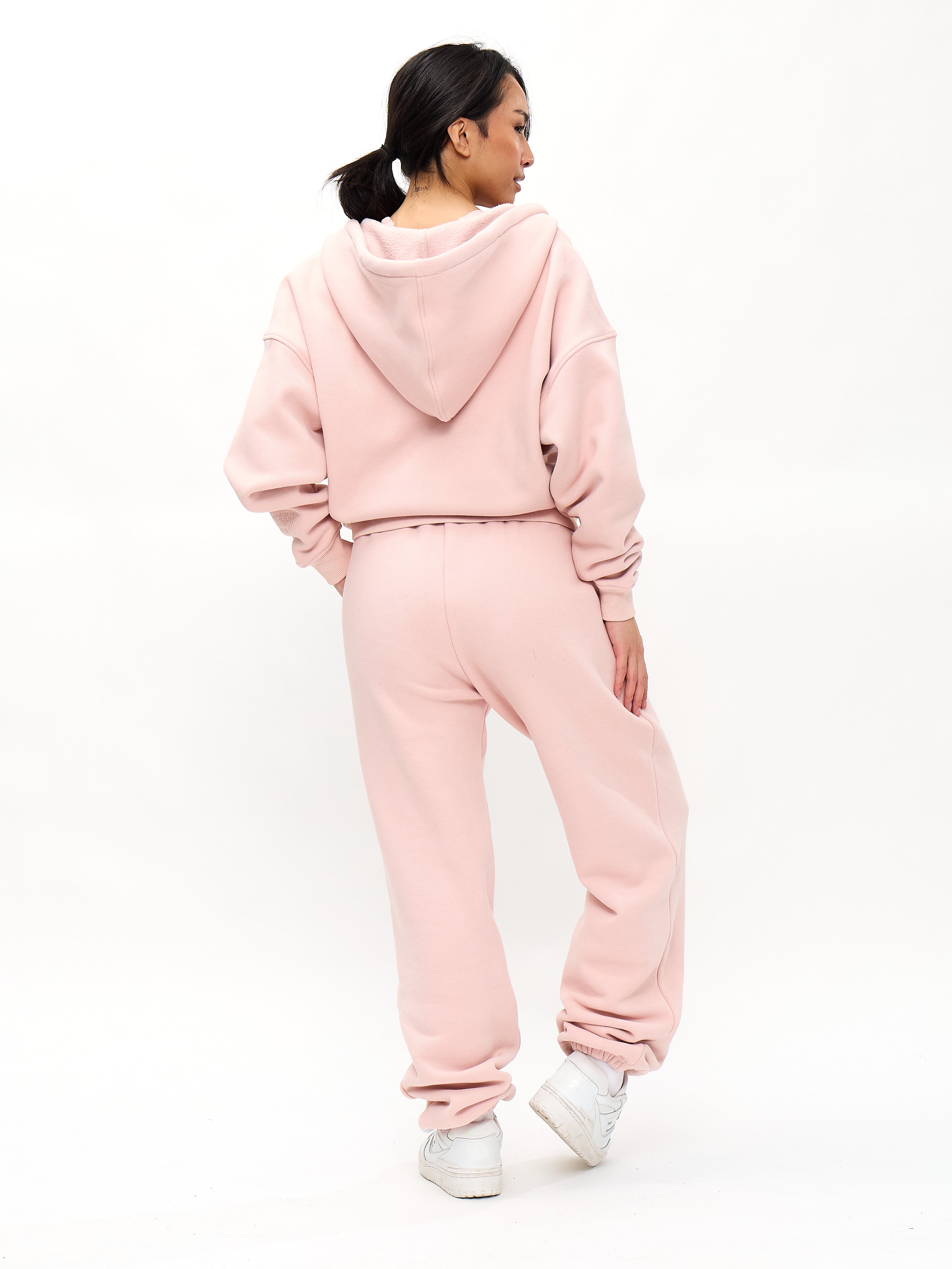 Plush Fleece Zip Hoodie - Strawberry Milk