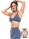 Girlfriend Reversible Sports Bra - Barista Blue and Moody Blue