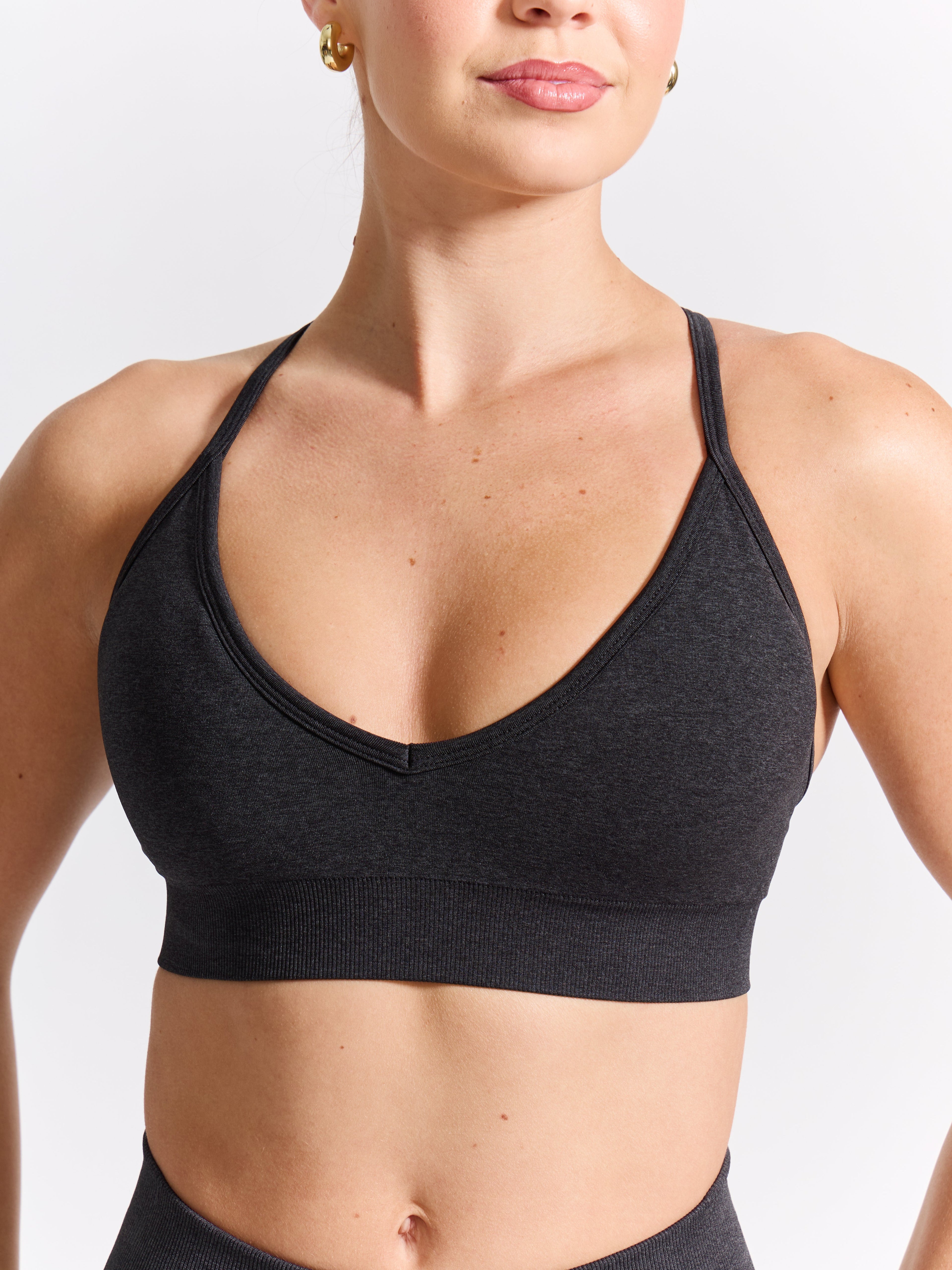 Plunge Seamless Sports Bra - Charcoal