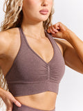 Halter Seamless Sports Bra - Mocha Berry