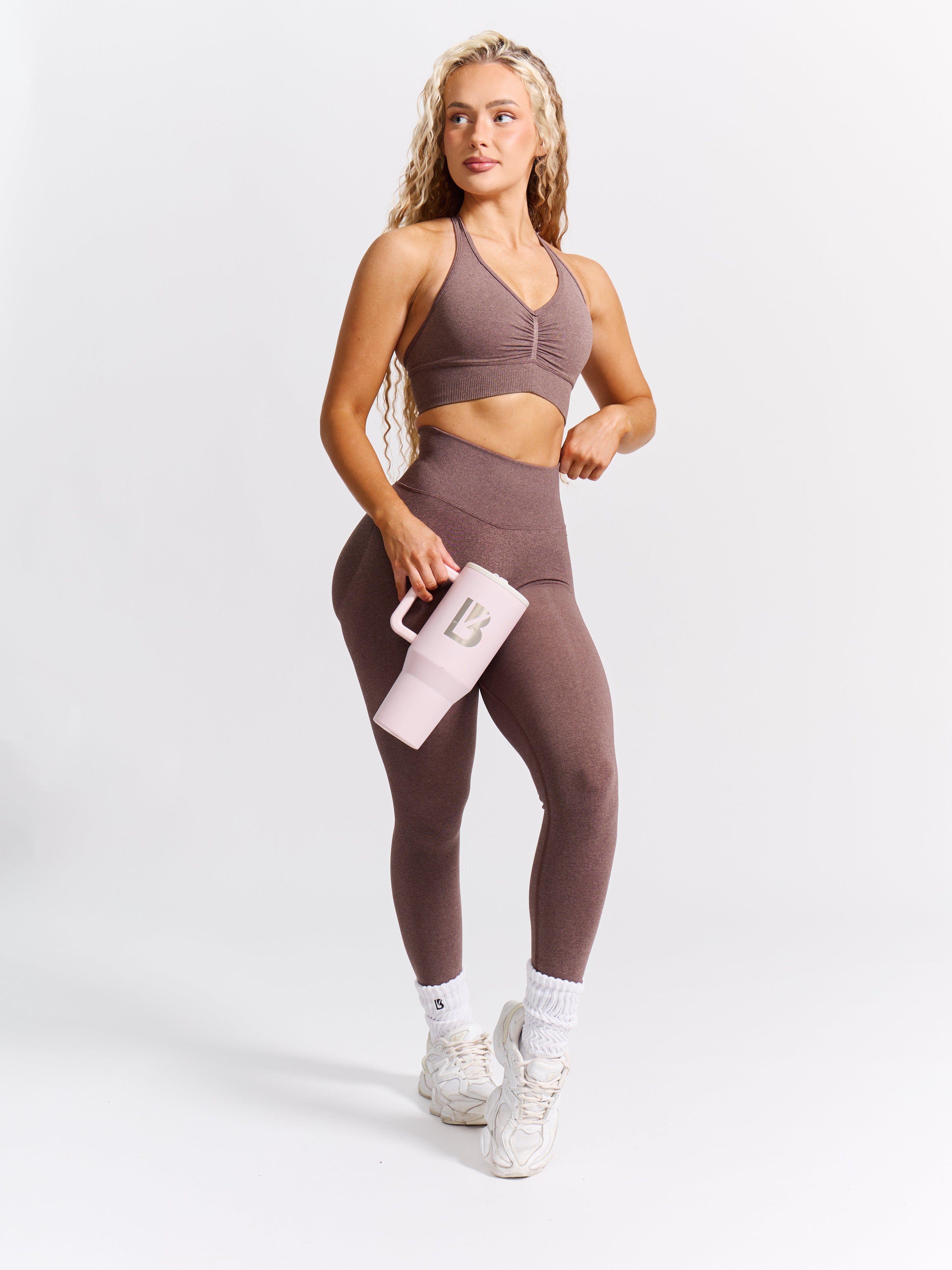 Halter Seamless Sports Bra - Mocha Berry