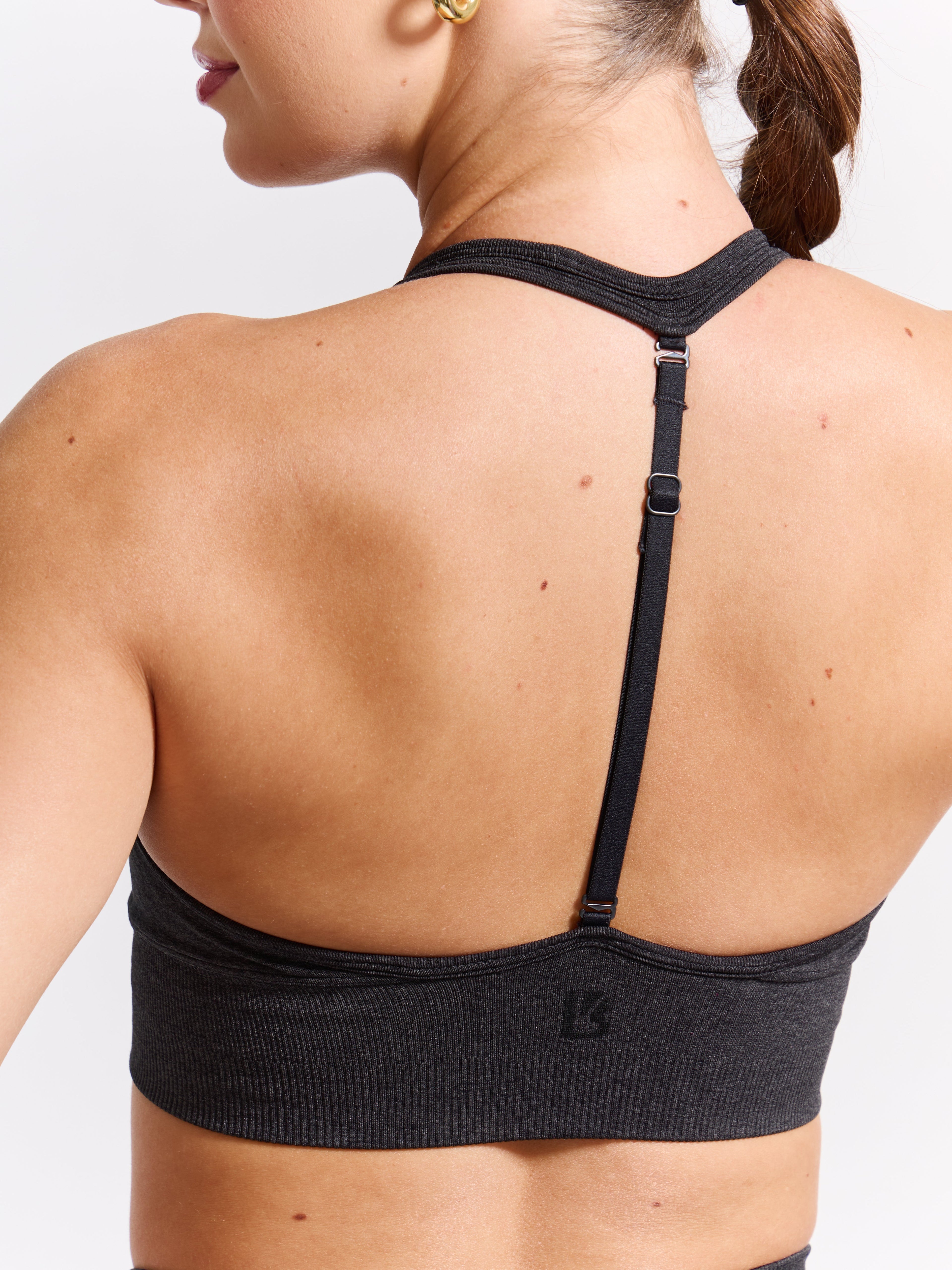 Halter Seamless Sports Bra - Charcoal