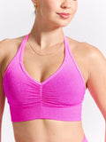 Halter Seamless Sports Bra - Hot Pink Ombre