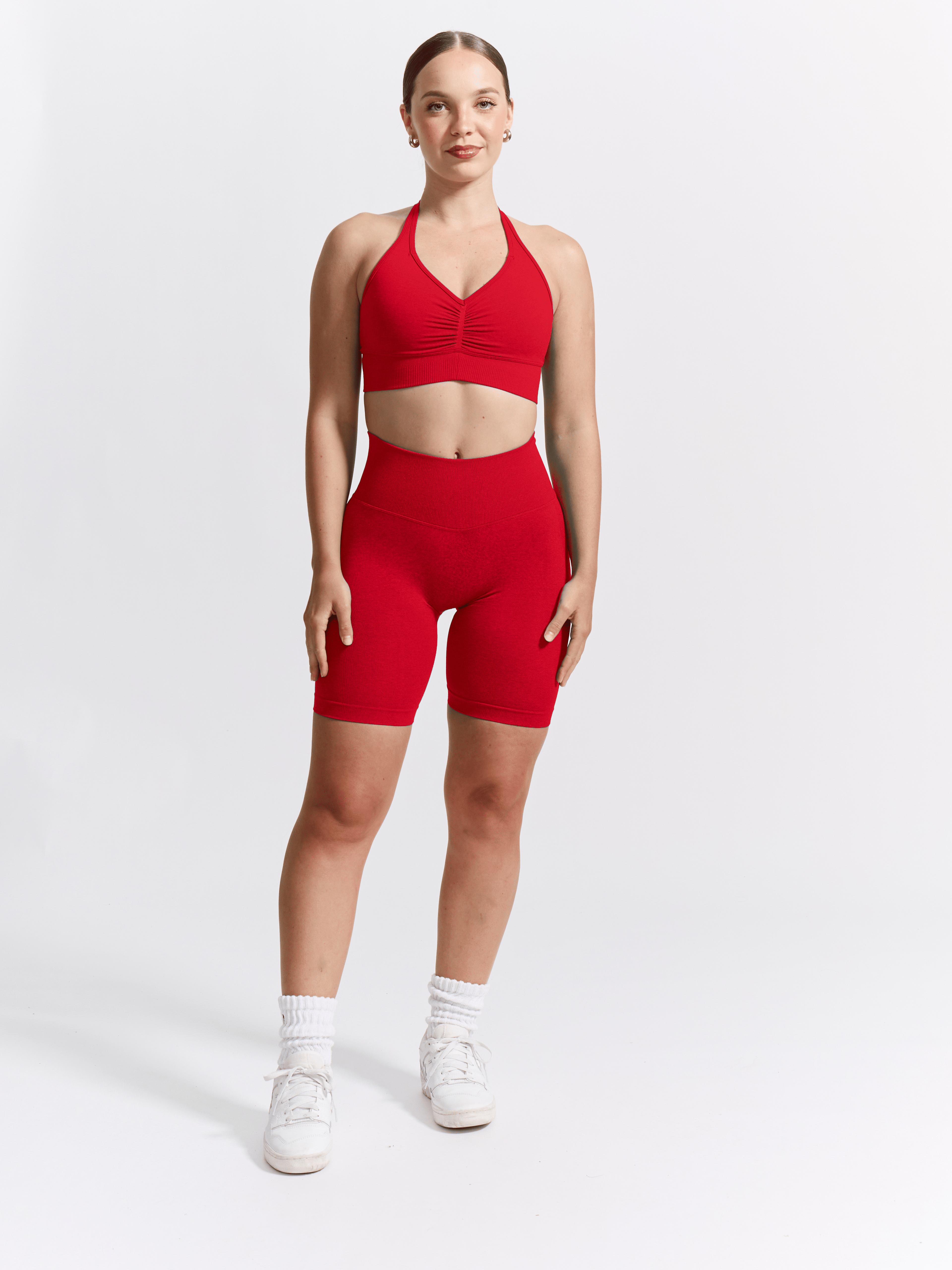 Halter Seamless Sports Bra - Salsa Red