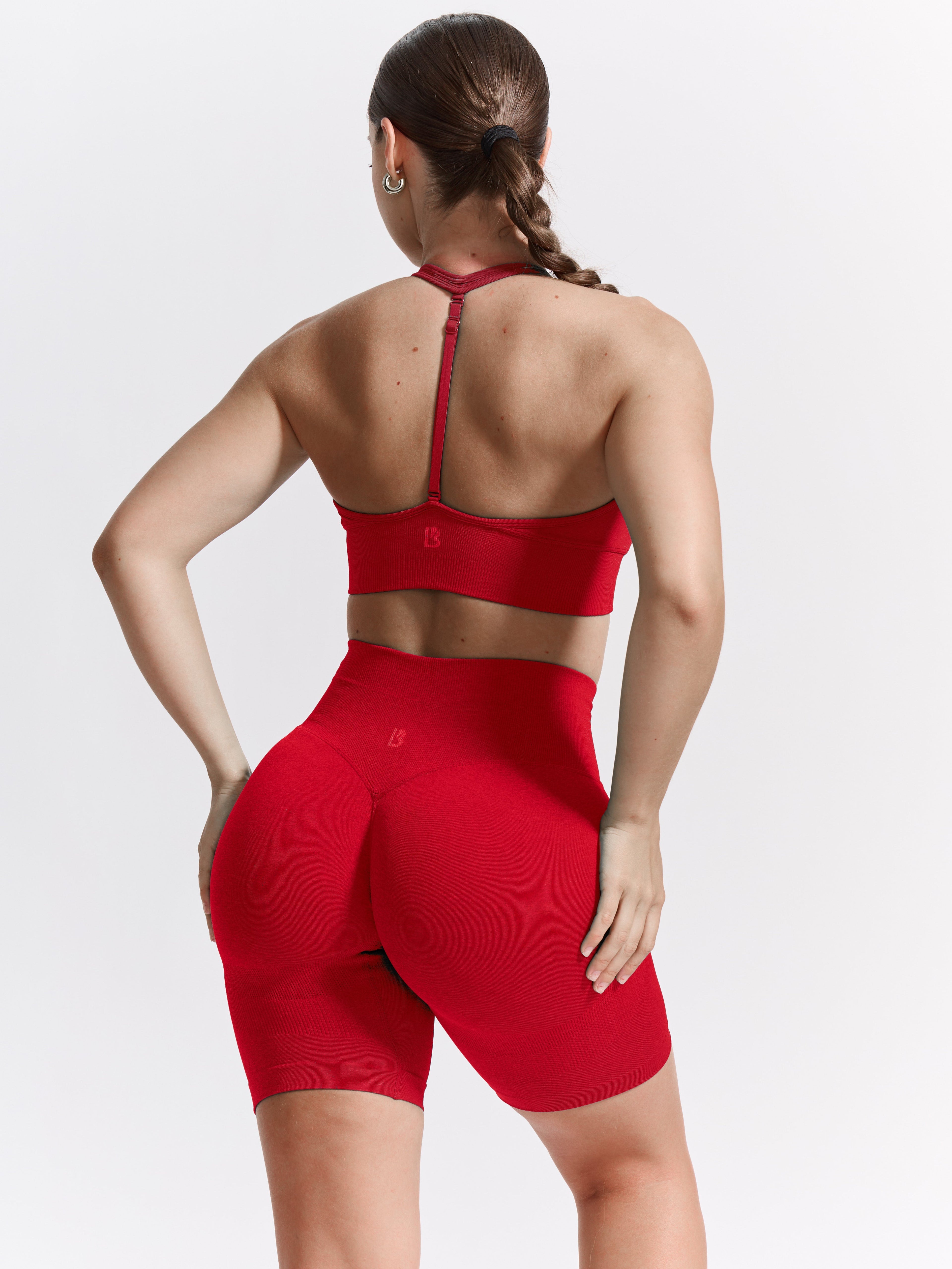 Halter Seamless Sports Bra - Salsa Red