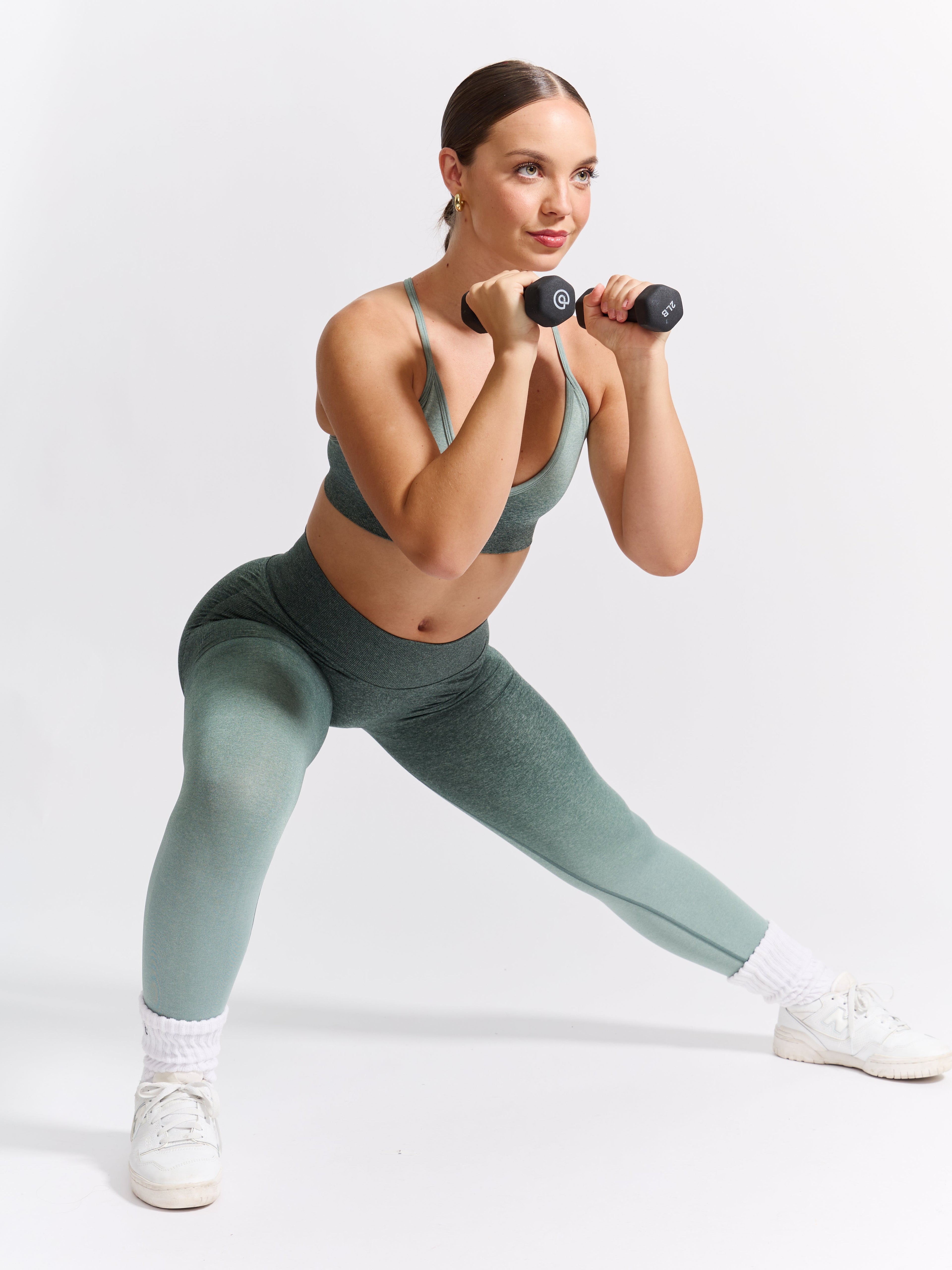 Plunge Seamless Sports Bra - Sage Ombre