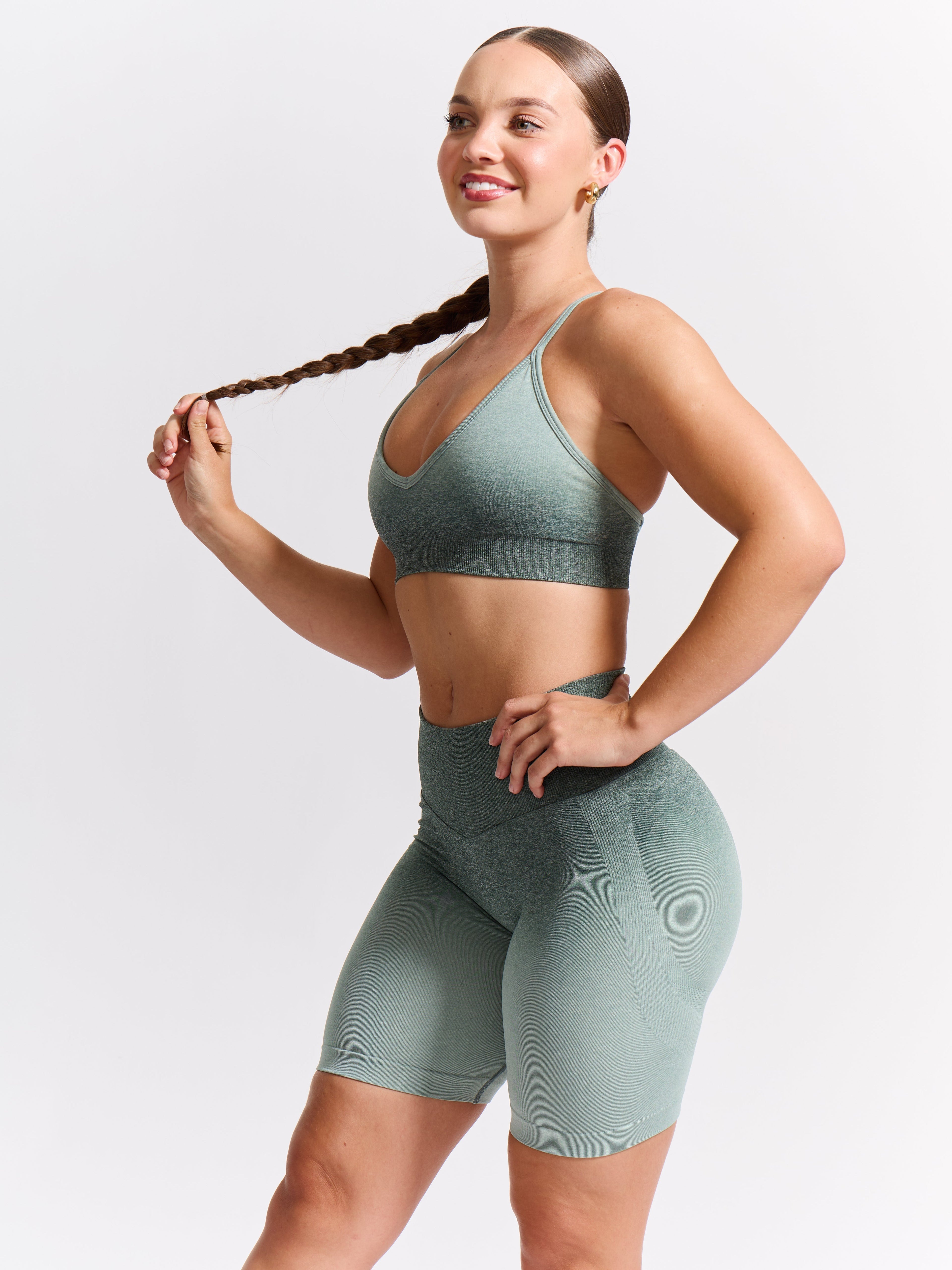 Plunge Seamless Sports Bra - Sage Ombre